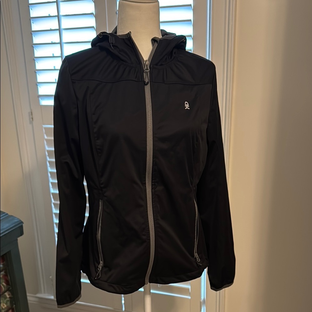 Black Jacket with Attached Hood‎ and Slim Fit